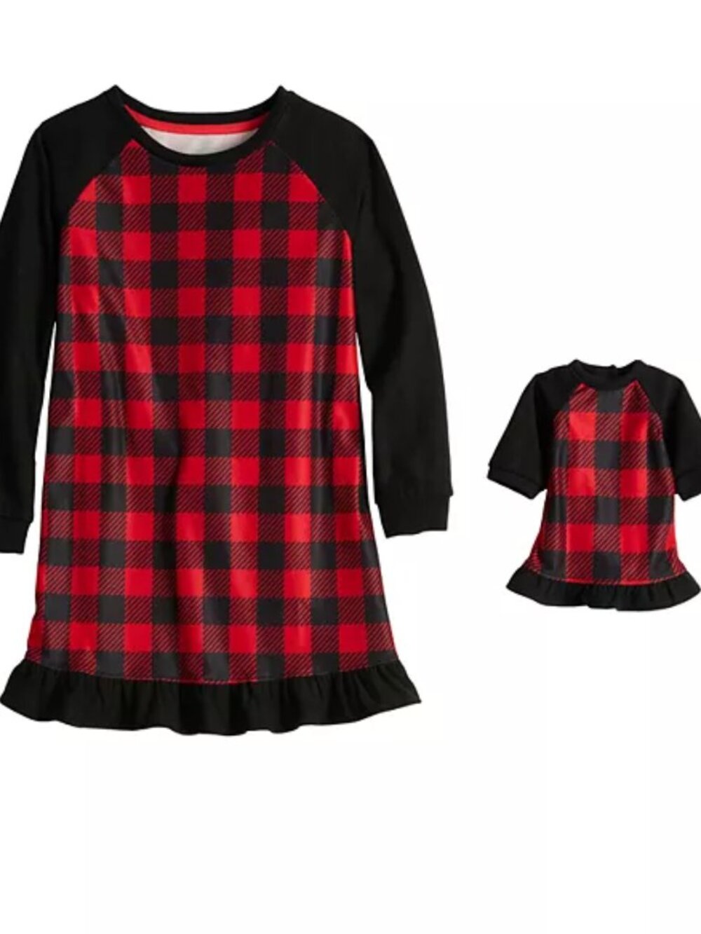 Jammies For Your Merry & Bright Buffalo Plaid Nightgown & Matching Doll Gown, XL